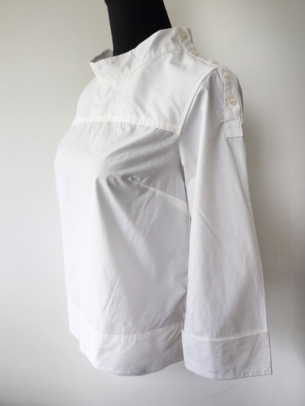 NWOT J.Crew Funnel Neck Shirt 100% White Cotton Business Modern Shirt Petite 00
